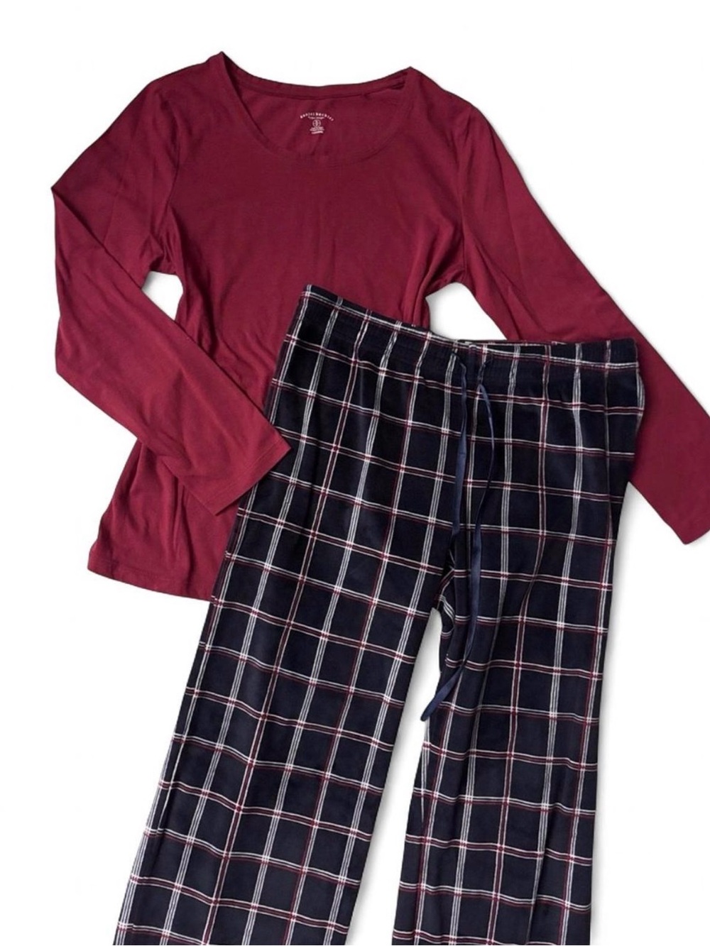 daniel buchler burgundy red and navy check sleepwear size S pyjama set